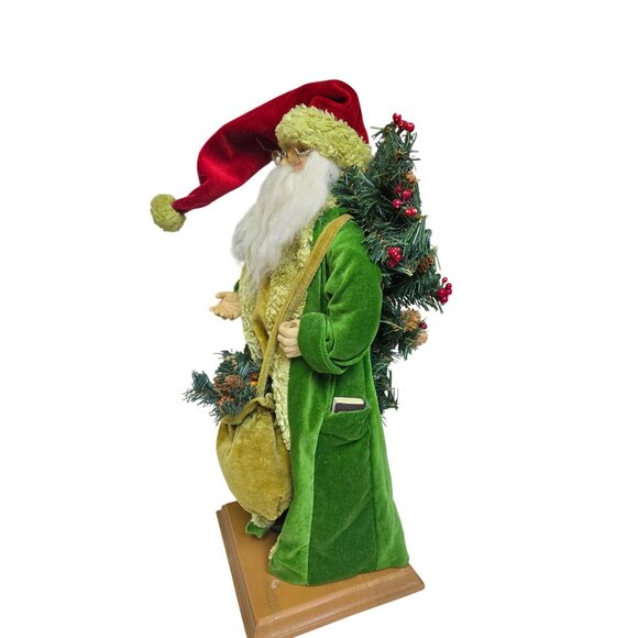Vintage Santa Claus Ditz Designs Woodsy and Rustic Green Coat & Red Hat - Picture 7 of 16
